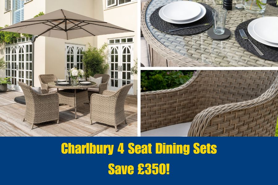 Images of Kettler Charlbury round rattan garden dining furniture set